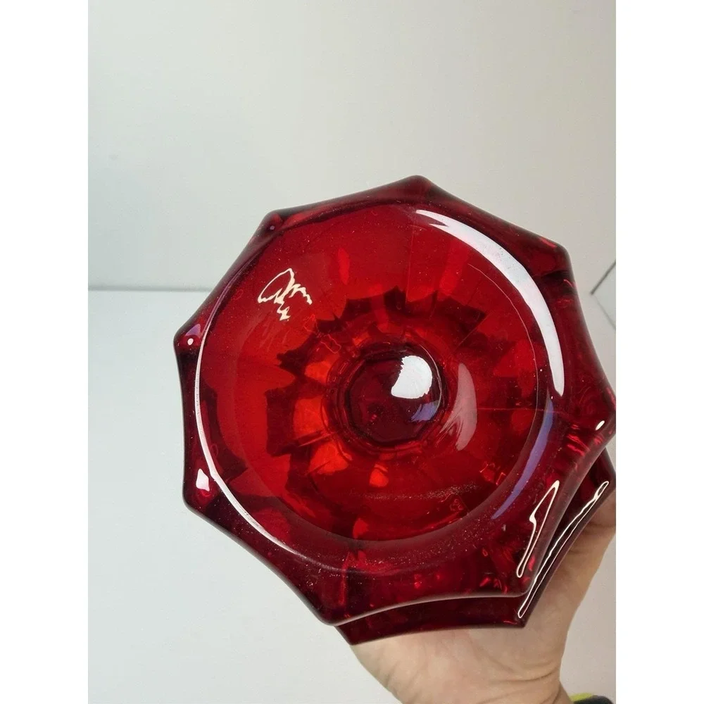 Fostoria  Ruby Red Coin Footed Compote Candy‎ Dish Lidded 8